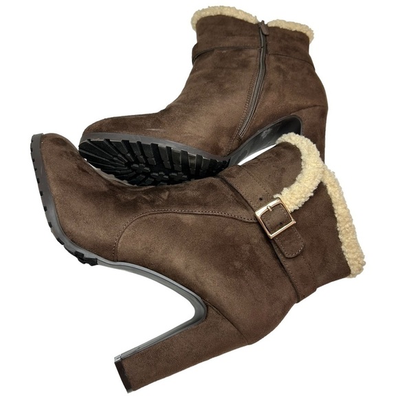 IMPO Oralia Textil Brown Suede Heeled Booties Sz 11 - Picture 6 of 10
